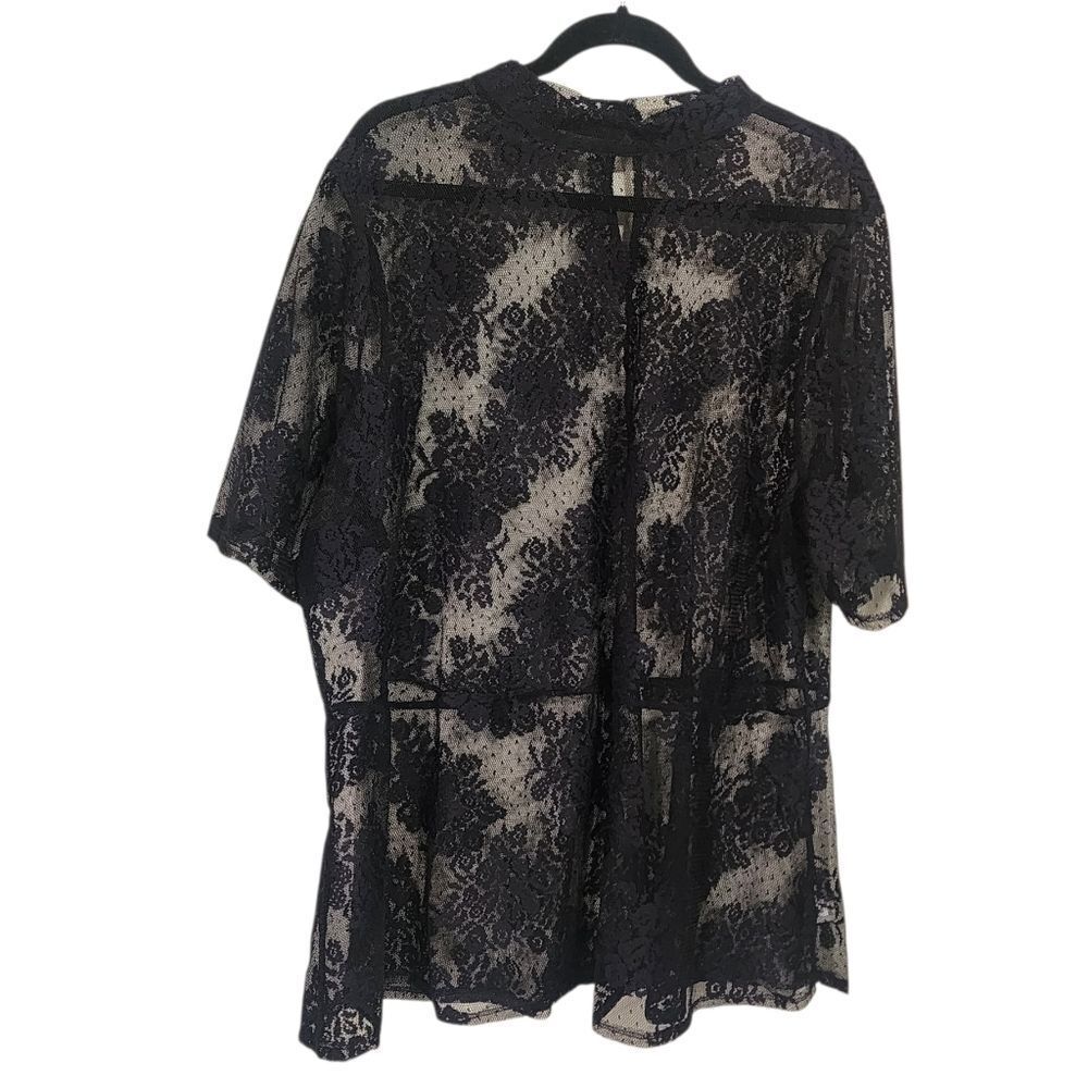 Lane Bryant Black Lace Top 3X Short Sleeve Layering Office Work
